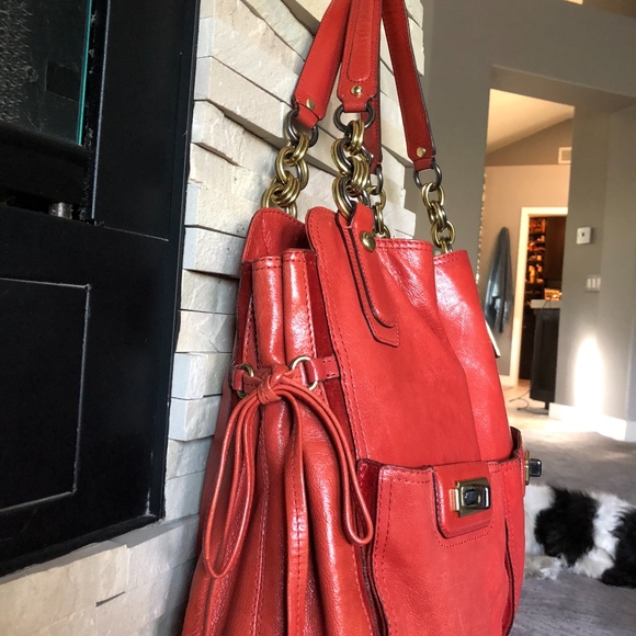 Coach Tote Bag Poppy Color Like New - Picture 3 of 8